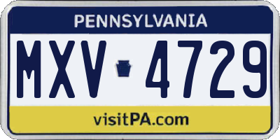 PA license plate MXV4729