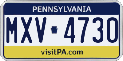PA license plate MXV4730