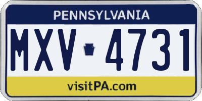 PA license plate MXV4731