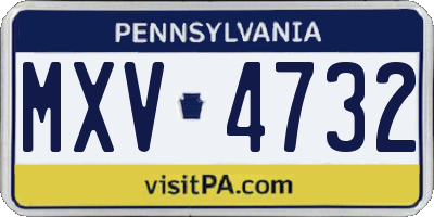 PA license plate MXV4732
