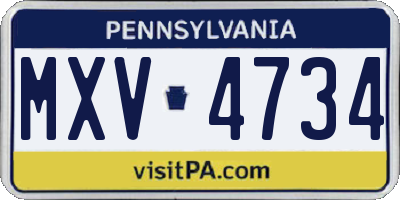 PA license plate MXV4734