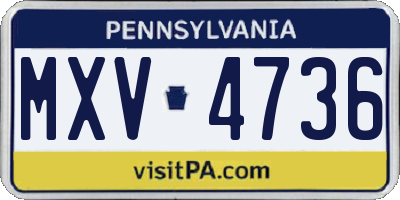 PA license plate MXV4736