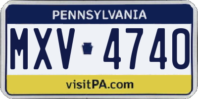 PA license plate MXV4740