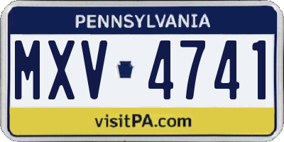 PA license plate MXV4741