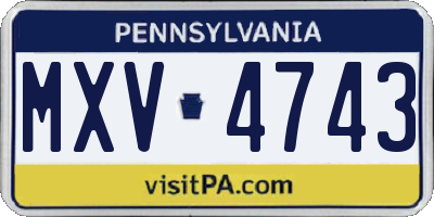 PA license plate MXV4743