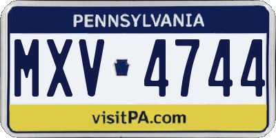 PA license plate MXV4744