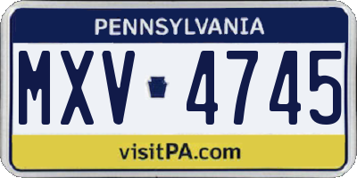 PA license plate MXV4745
