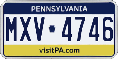 PA license plate MXV4746