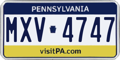 PA license plate MXV4747