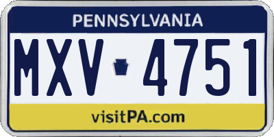 PA license plate MXV4751