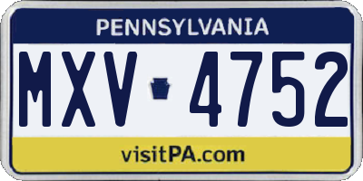 PA license plate MXV4752