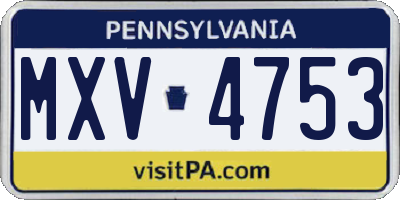 PA license plate MXV4753