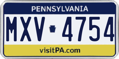 PA license plate MXV4754
