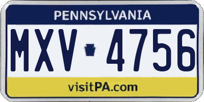 PA license plate MXV4756