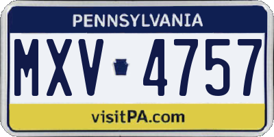 PA license plate MXV4757