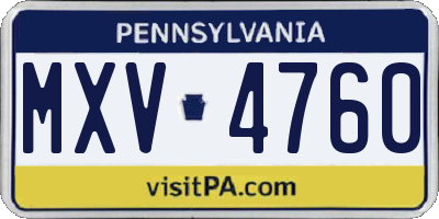PA license plate MXV4760