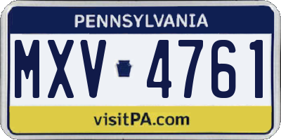 PA license plate MXV4761