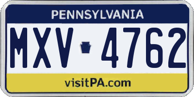 PA license plate MXV4762