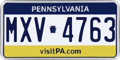 PA license plate MXV4763