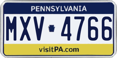 PA license plate MXV4766