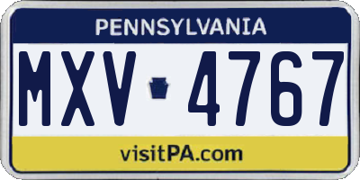 PA license plate MXV4767