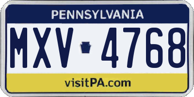 PA license plate MXV4768