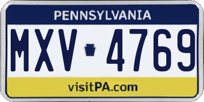 PA license plate MXV4769