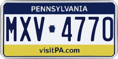 PA license plate MXV4770