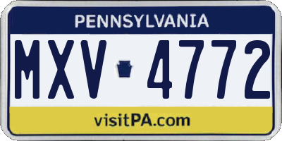 PA license plate MXV4772