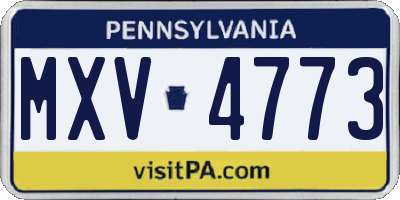 PA license plate MXV4773