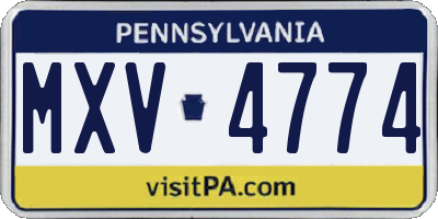 PA license plate MXV4774