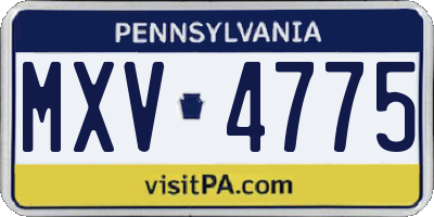 PA license plate MXV4775