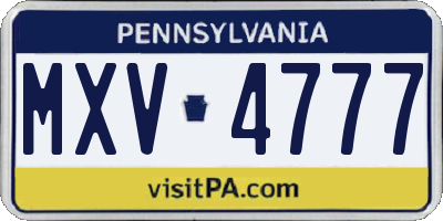 PA license plate MXV4777