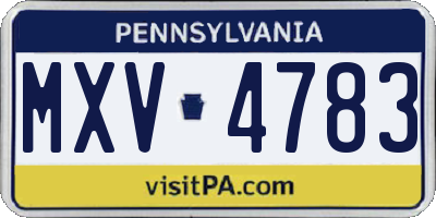 PA license plate MXV4783