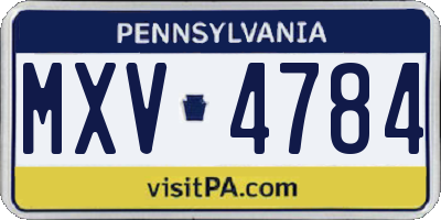 PA license plate MXV4784