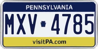 PA license plate MXV4785