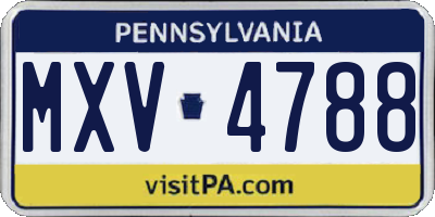 PA license plate MXV4788