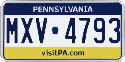 PA license plate MXV4793