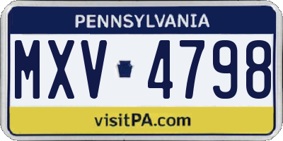 PA license plate MXV4798