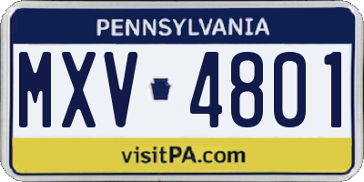PA license plate MXV4801