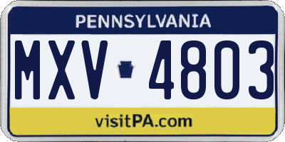 PA license plate MXV4803