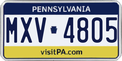 PA license plate MXV4805