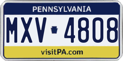 PA license plate MXV4808