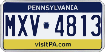 PA license plate MXV4813