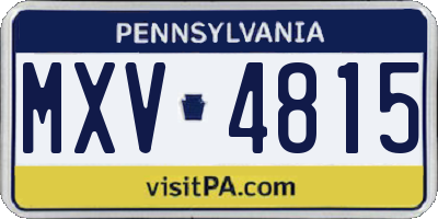 PA license plate MXV4815