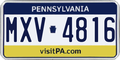 PA license plate MXV4816