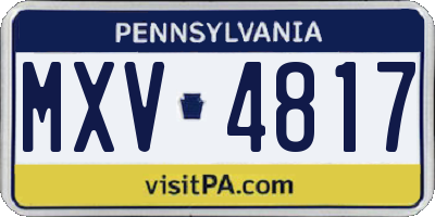 PA license plate MXV4817