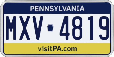 PA license plate MXV4819