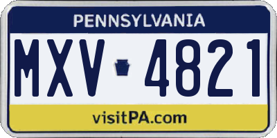 PA license plate MXV4821