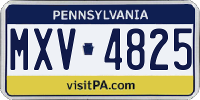 PA license plate MXV4825
